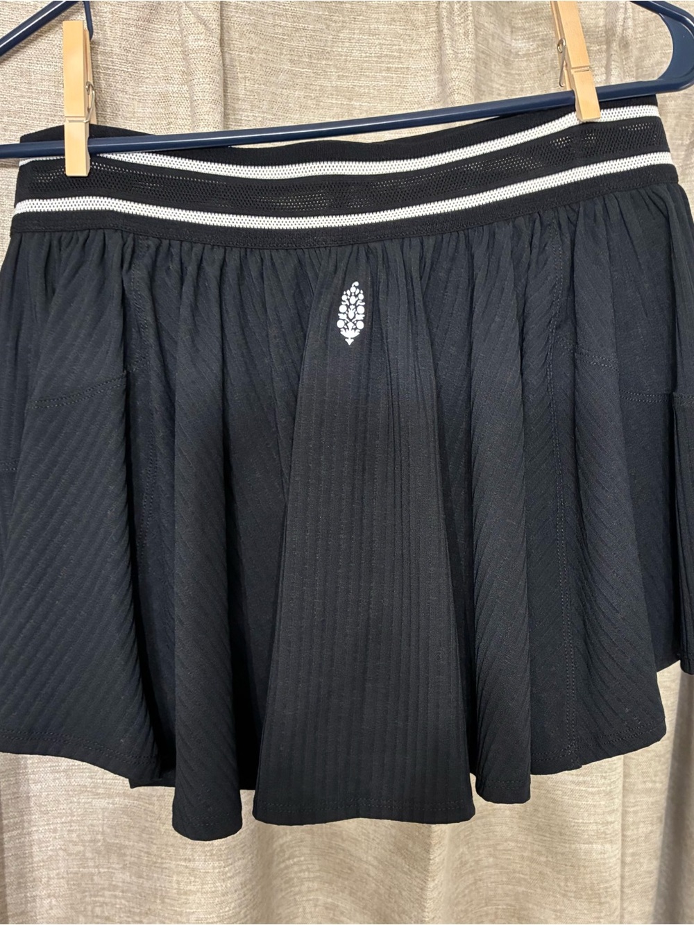 Freepeople Movement Black Pleated Skirt with Contrast Waistband